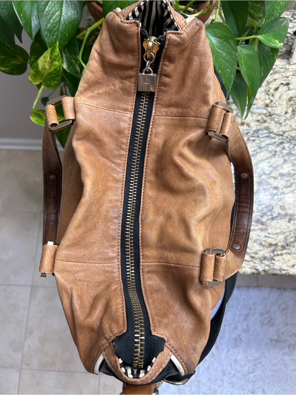 L.A.M.B Genuine Leather Brown Shoulder Bag - Picture 6 of 14